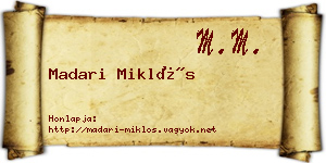 Madari Miklós névjegykártya